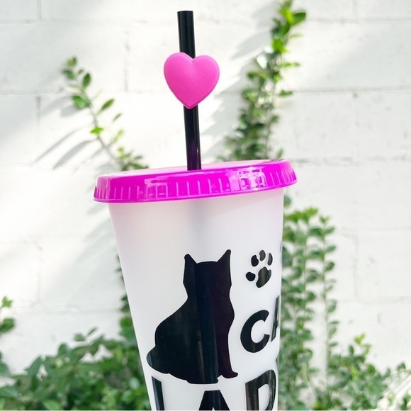 24oz Ice Coffee Plastic Venti Cup Tumbler "Cat Lady" - Picture 5 of 7